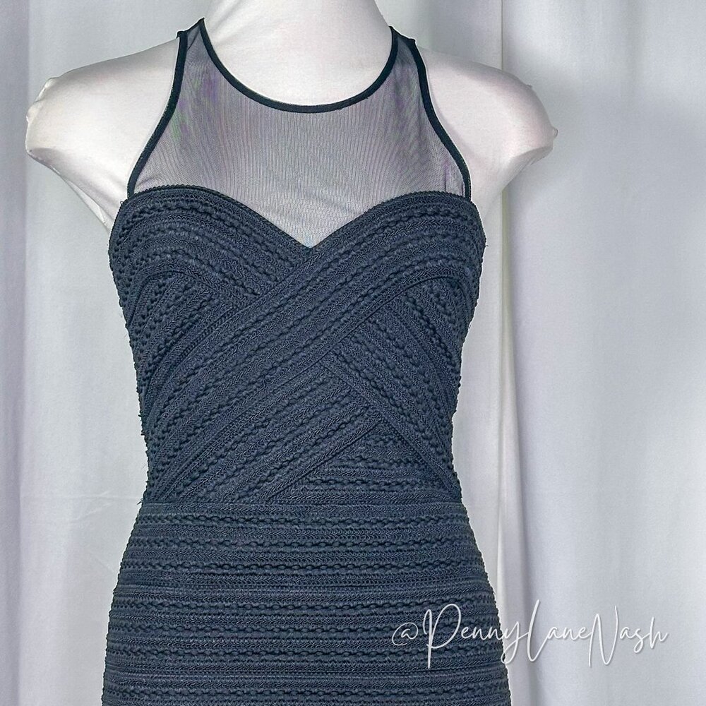 Parker Gabe Black Fringe Fitted Body Con Bandage Flapper Dress - Picture 6 of 15